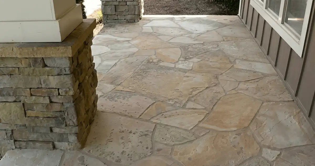 House entrance with professionally installed stone flooring in Marietta GA